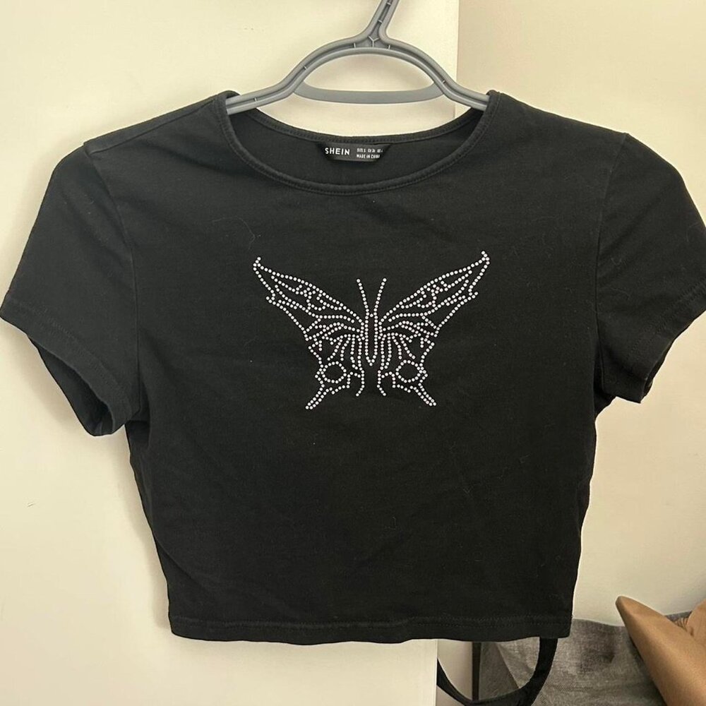 Bejewled Butterfly Crop Top